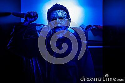 Michael Myers the shape holding a knife Displays at the Theater Editorial Stock Photo